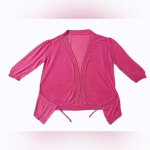 Women’s Pink Lightweight Soft Knit Cardigan – Open Front Half Sleeve, One Size